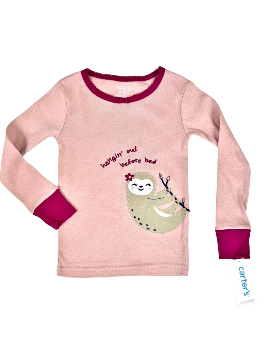 NEW Carter’s Sloth”Hanging Out Before Bed” Long Sleeve Crewneck PJ